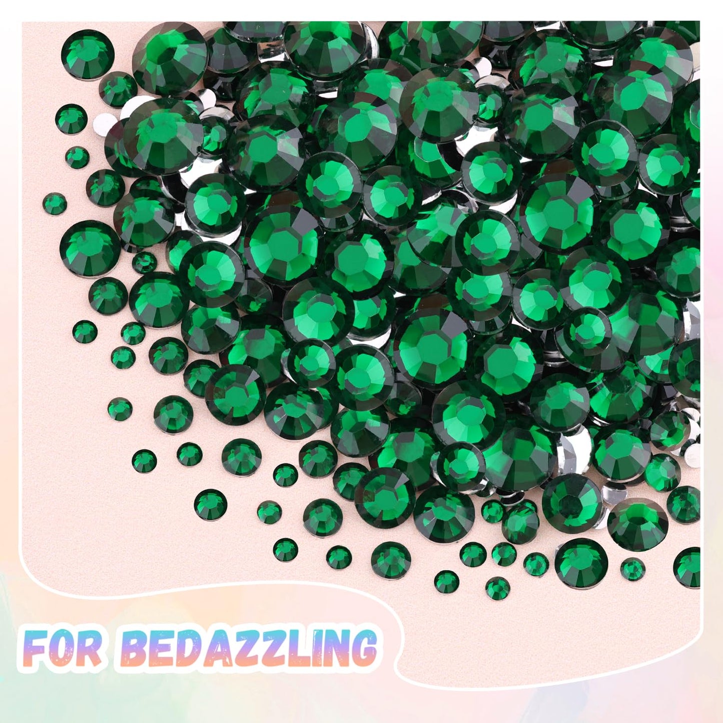 25000Pcs Resin Jelly Rhinestones with Tweezers for Crafting, 2-6mm Mixed Sizes (Dark Green) Non Hotfix Flatback Gems, Bedazzling Crystal for DIY Crafts Clothing Tumblers Mugs Shoes Decor Nail Art