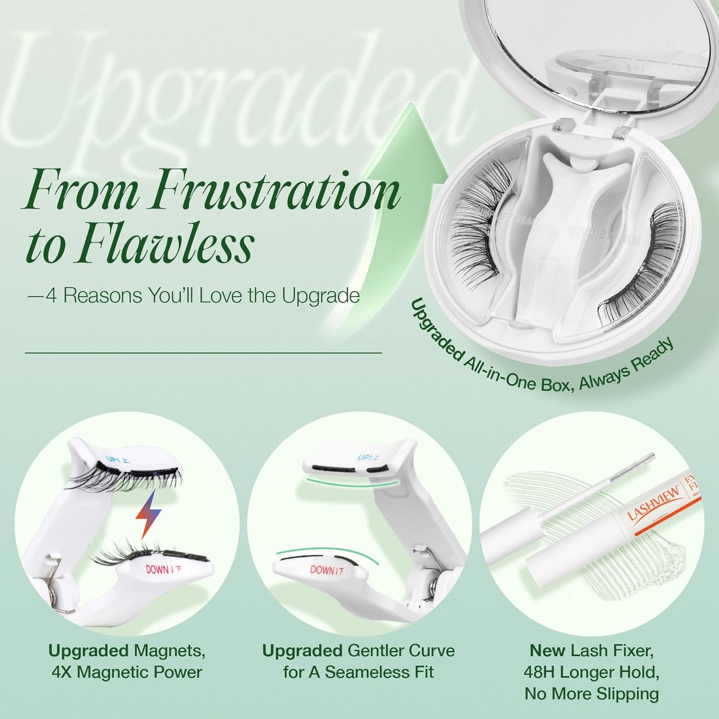 LASHVIEW Upgrade Soft Magnetic Eyelashes with Applicator, Reusable Soft Magnetic Lashes Natural Look, No Glue Needed,Comfort& Convenient Portable All-in-One Box (L14)