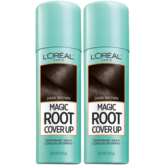 L'Oreal Paris Root Cover Up Temporary Gray Concealer Spray Dark Brown 2 Oz (Pack of 2) (Packaging May Vary)