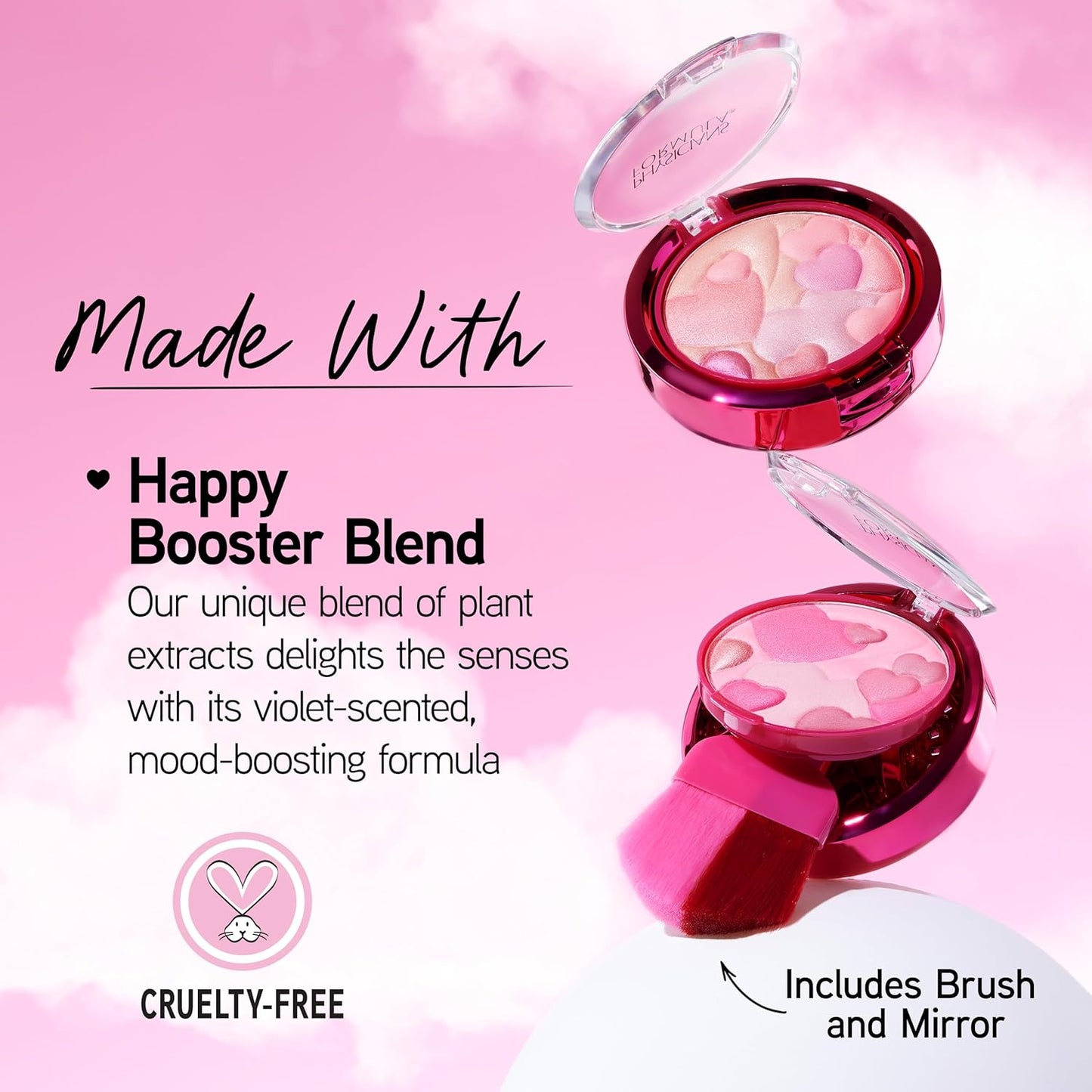 Physicians Formula Happy Booster Glow & Mood Boosting Blush, Silky Smooth Formula, Hypoallergenic, Blends Easily with Radiant Finish – Rose