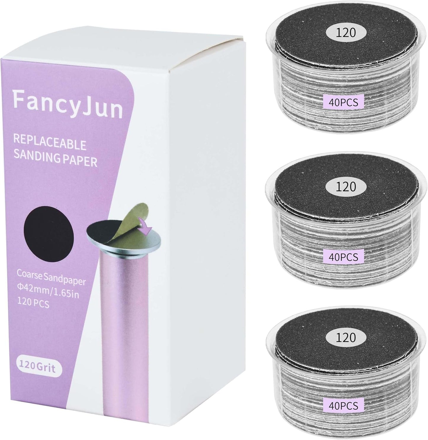 120PCS Medium 120 Grit Replaceable Sandpaper Discs for Electric Foot Callus Removers - 42mm/1.65in Smoothing Foot File Refills - Daily Foot Maintenance & Softening