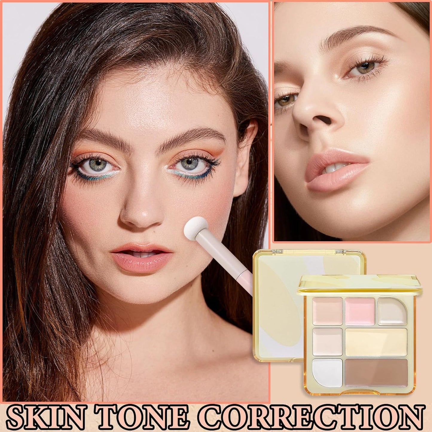 7 Colors Concealer Contour Palette,Correcting Concealer Makeup Palette 7 In 1 Contouring Foundation Cream Contour Palette for Redness,Dark Circles,Blemish,Acne(03#)
