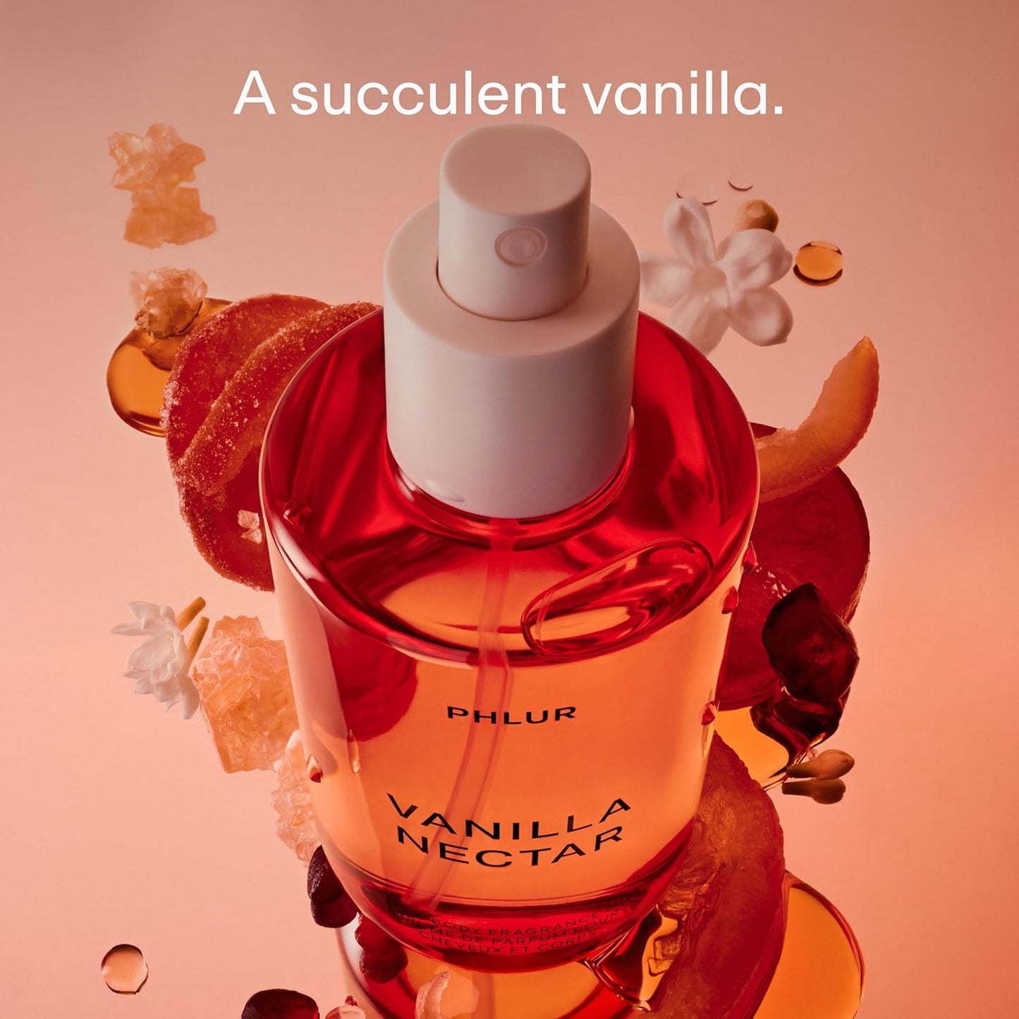 PHLUR Vanilla Nectar Body Mist - Hair & Body Fragrance Mist - Whipped Vanilla Body Spray with Papaya Nectar, Peach Blossom, Coconut Orchid, Apricot & Honeyed Amber (8 fl oz)