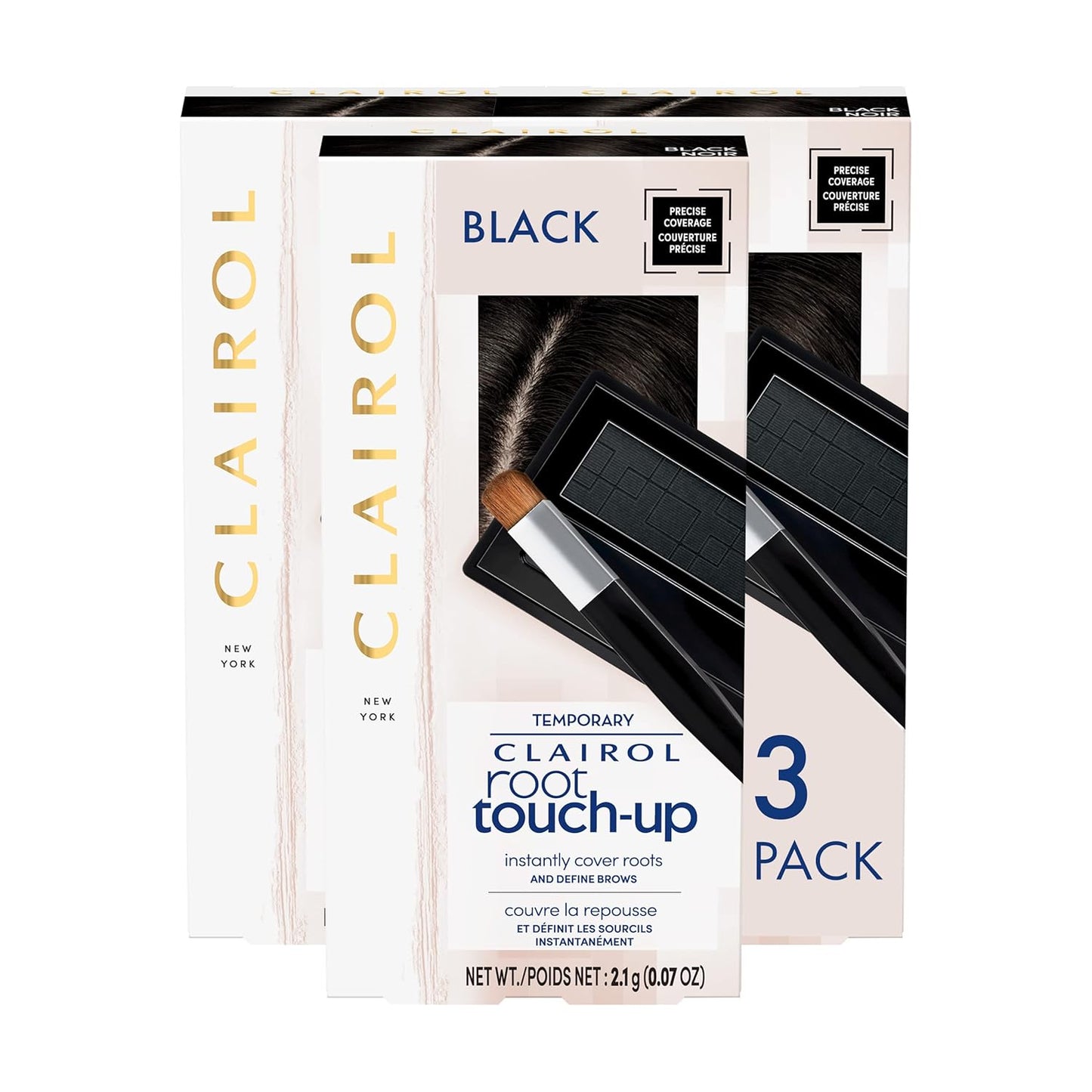 Clairol Root Touch-Up Temporary Concealing Powder, Black Hair Color, Pack of 3