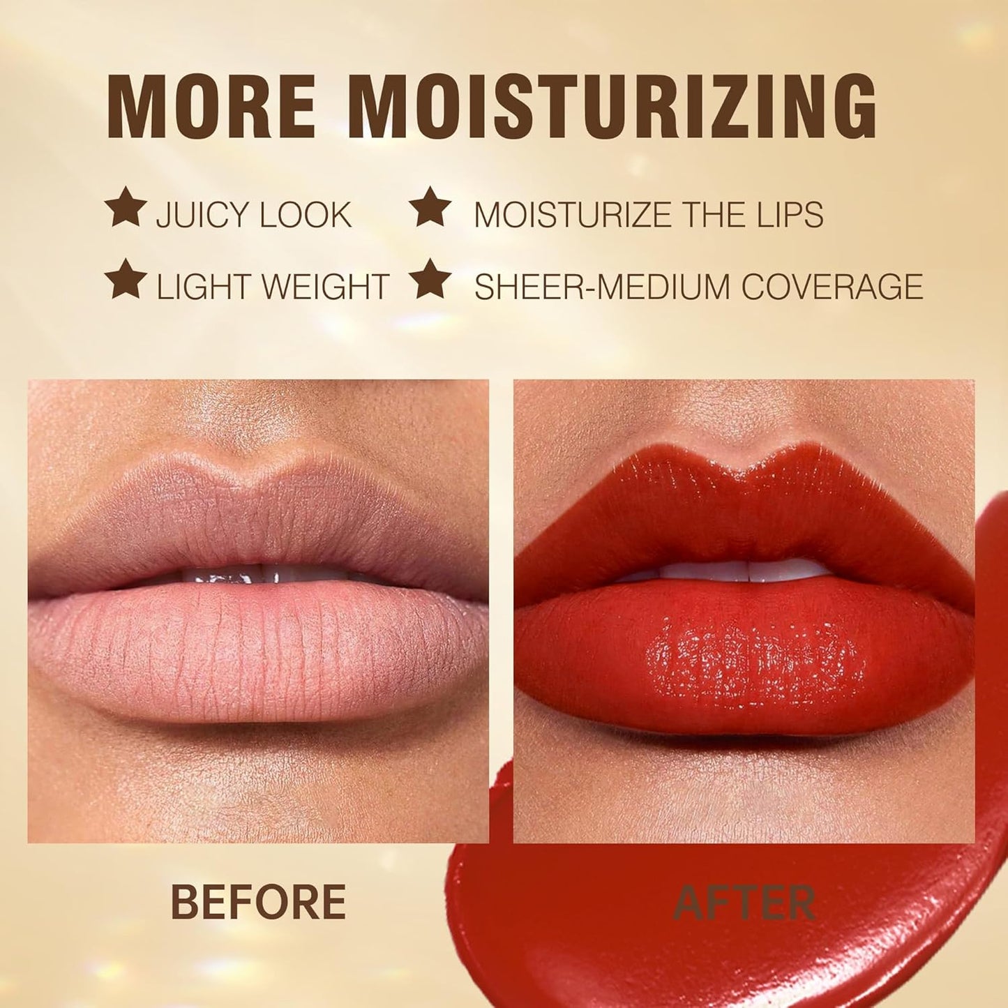 MAKI YIKA Red Lipstick for Women Moisture Hydrate Lipsticks Glossy Coral Lipsticks Sheer Finish Lightweight Tinted Lip Balm(Z05 Coral Moon)