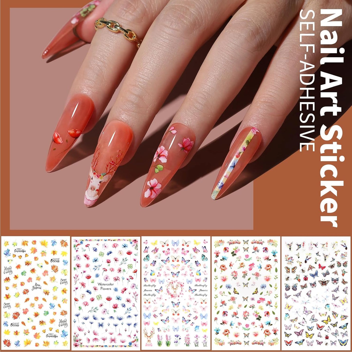 FANDAMEI Nail Art Brushes Set, Nail Art Kit, Nail Design Kit, Nail Art Dotting Pens, Nail Stickers, Butterfly Nail Art Sequins, Nail Foils, Nail Art Flakes Iridescent, Rhinestones For Nails
