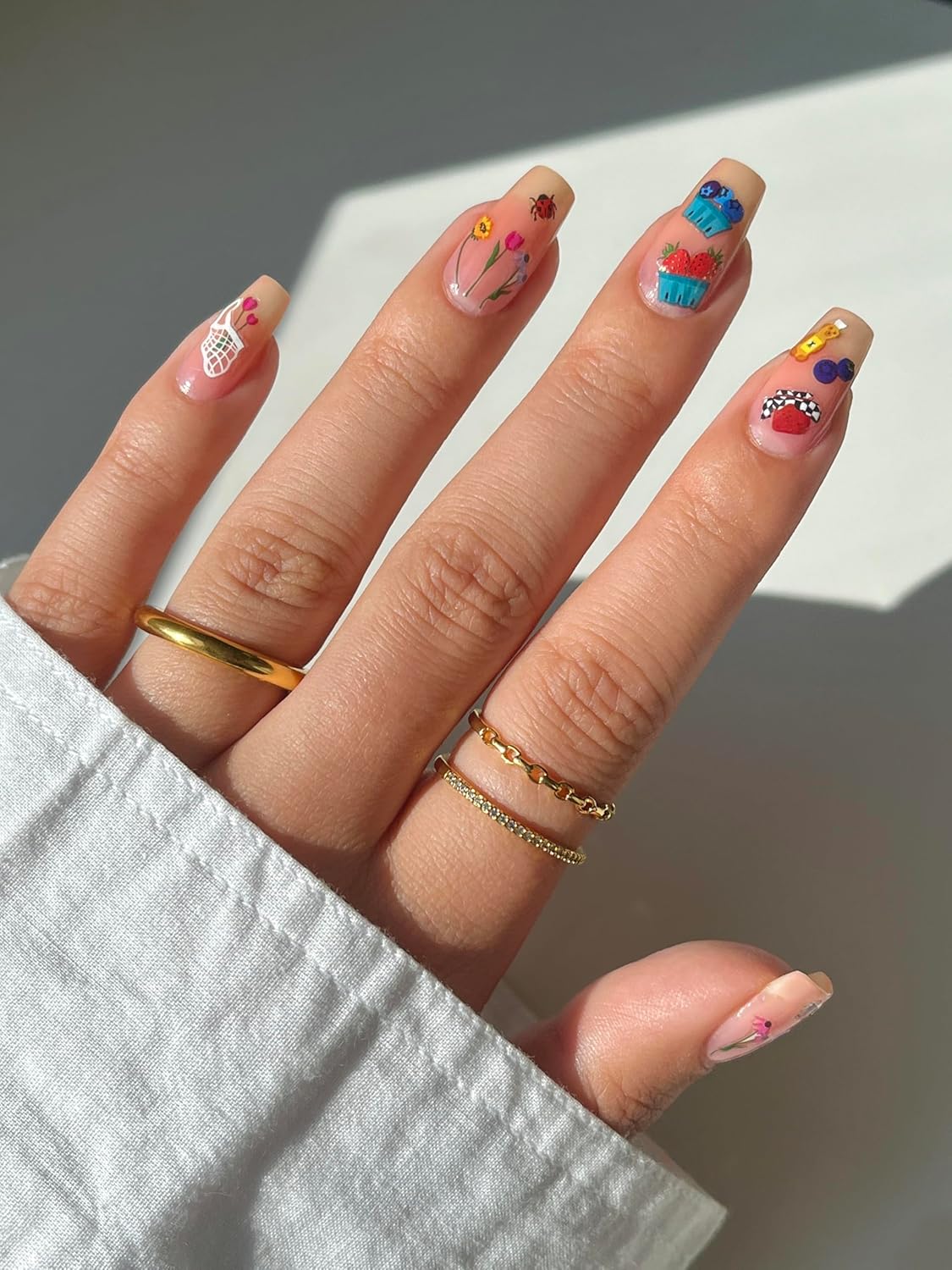 Farmer's Market Nail Stickers - Lightweight & Easy-to-Apply Nail Art with Cute & Trendy Design - Durable & Long-Lasting Nail Sticker for Women, Ideal for DIY Manicures & Salon-Quality Nail