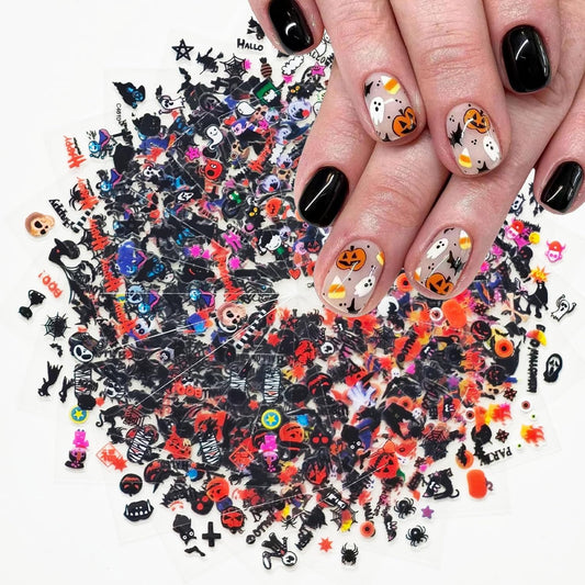 24 Sheets Halloween Nail Art Stickers Pumpkin Nail Stickers Self-Adhesive Nail Art Charms Nail Decals Ghost Sticker Nail Supplies Halloween DIY Nail Art Decoration Accessories for Women Kid Girls