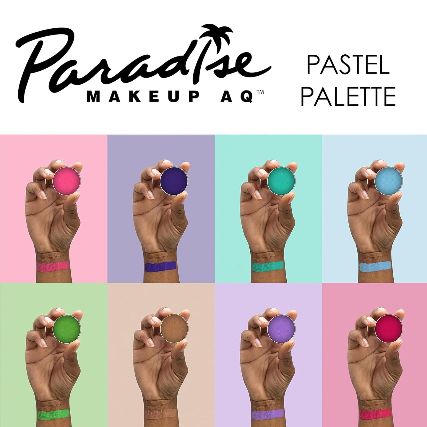 Mehron Makeup Paradise Makeup AQ 8 Color Pastel Palette | Magnetic Refillable Body Paint & Face Paint Palette | Professional Water Activated Makeup for Costumes, SFX, Halloween, & Cosplay