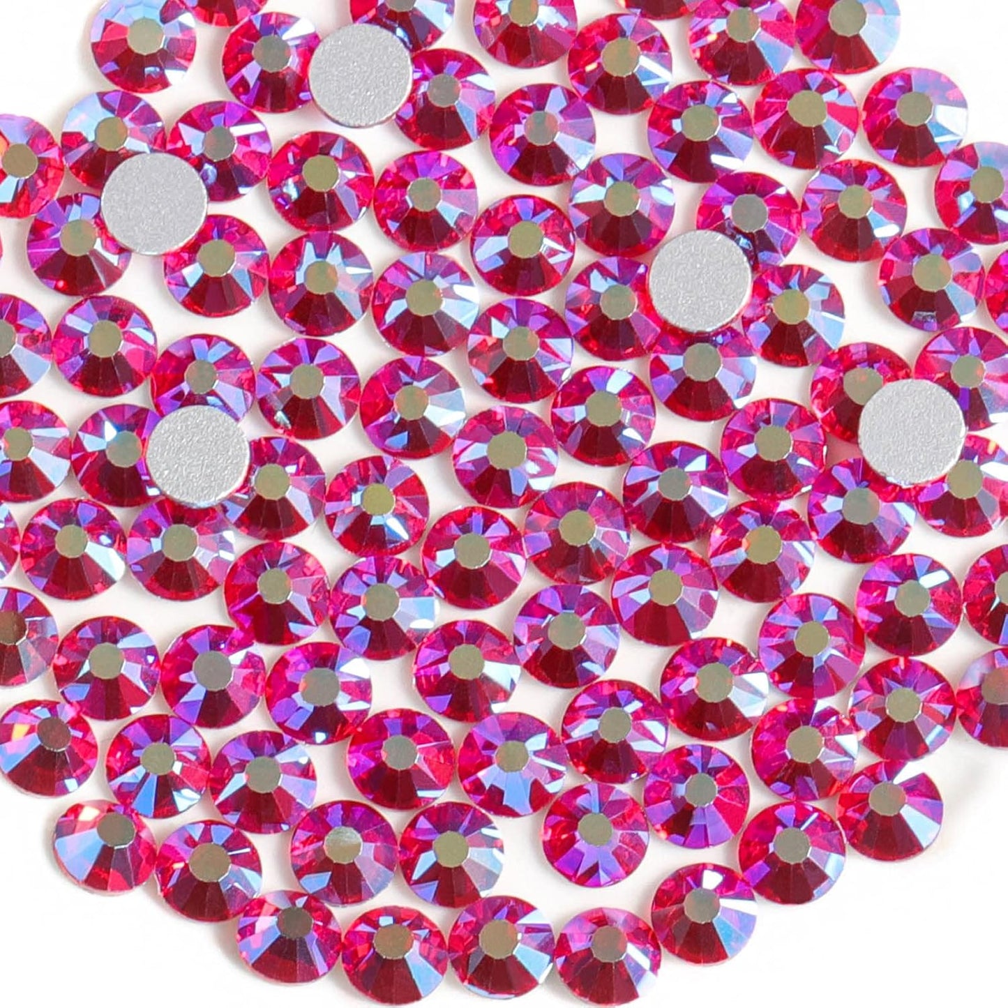 Beadsland 1440 Pieces Flat Back Crystal Rhinestones Round Gems,Light Siam AB,SS8,2.3-2.5mm