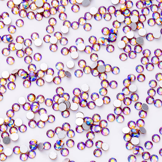3000Pcs Light-Purple Ab Crystal Rhinestones,Glass Flatback Rhinestones Small Gemstones for Nail Face Makeup Art Crafts Clothes Decoration -(SS4,1.6mm,Light-Purple Ab)
