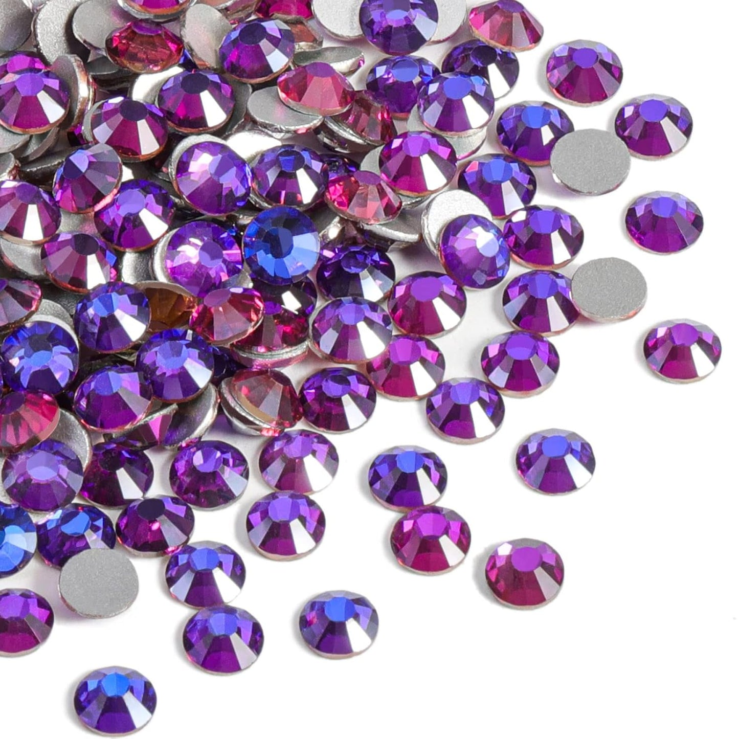 Beadsland 1440pcs Flat Back Crystal Rhinestones Round Gems for Nail Art and Craft Glue Fix, Purple Velvet,SS12,3.0-3.2mm