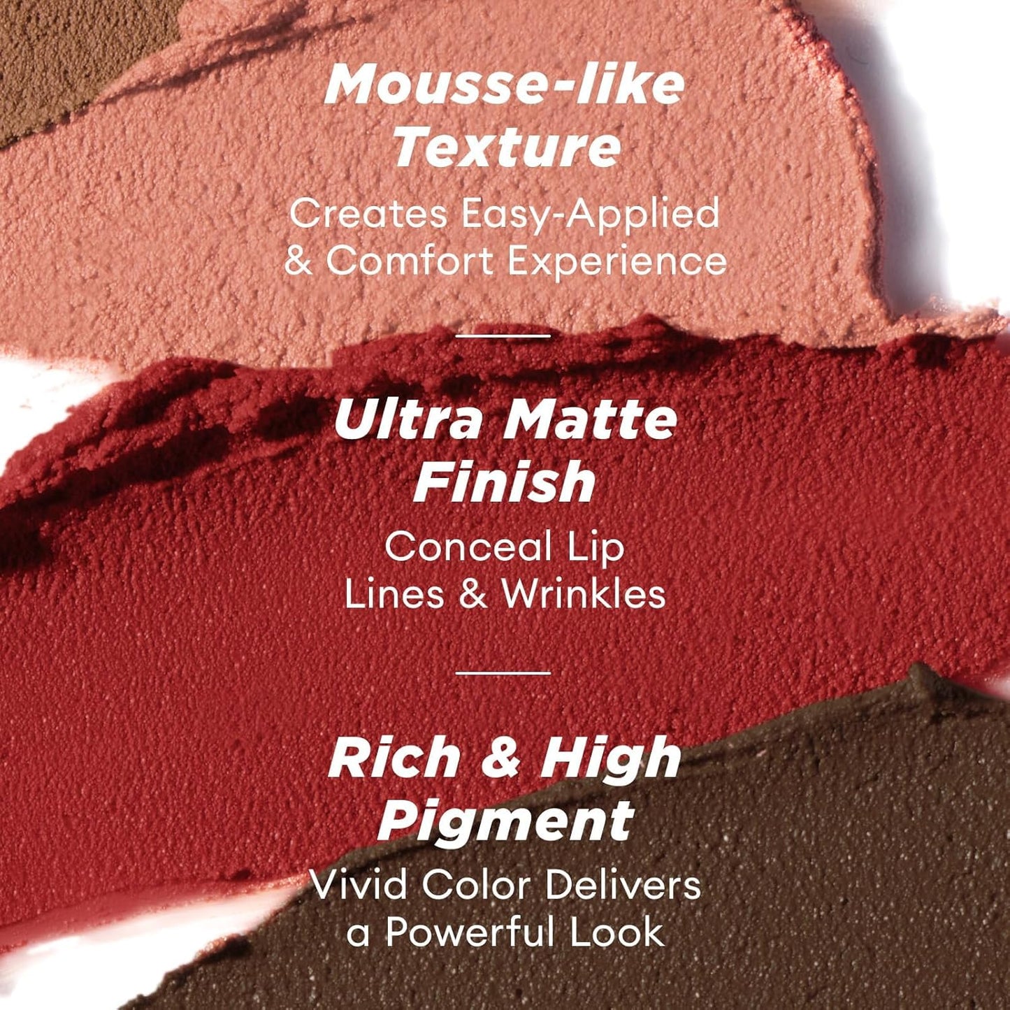 ITY Velvet Matte Finish Lip Stain-Mousse Textured Lip Clay, Red Shade, Conceals Lip Lines, Rich Pigment Lip Tint Lipsticks, 0.14 oz (4g) in Ginger, Embered.