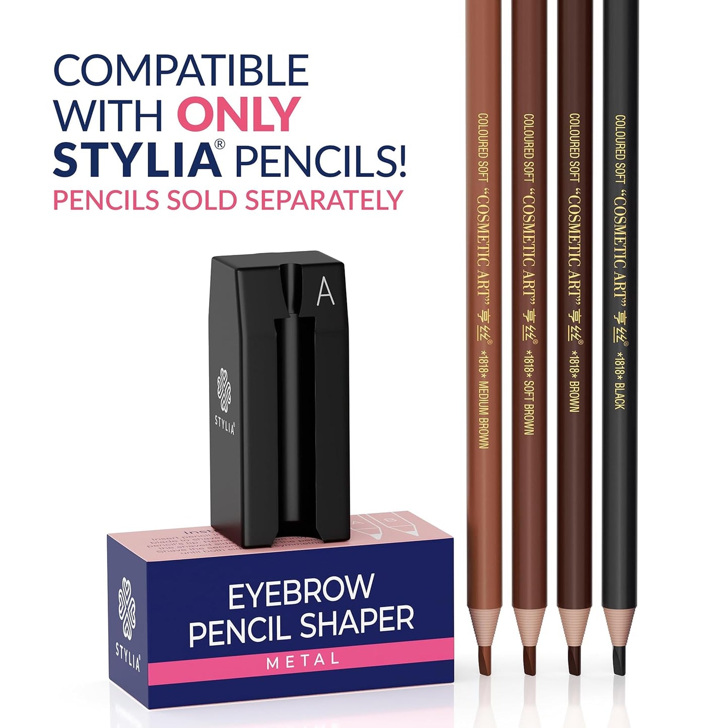 2-in-1 Metal Duckbill-Shape Eyebrow Pencil Shaper with 2 Single Edge Razor Blades - Eye Makeup Shaping Tool for Waterproof Peel Off Brow Pencils - Compact Cosmetic Shaper for Beginners & Professional