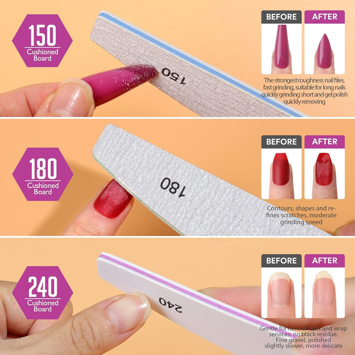 Teenitor Nail File Buffer, Nail Files, Nail Buffer Set to File, Shape,Smooth, Buffer and Shine Nails, Half-Moon