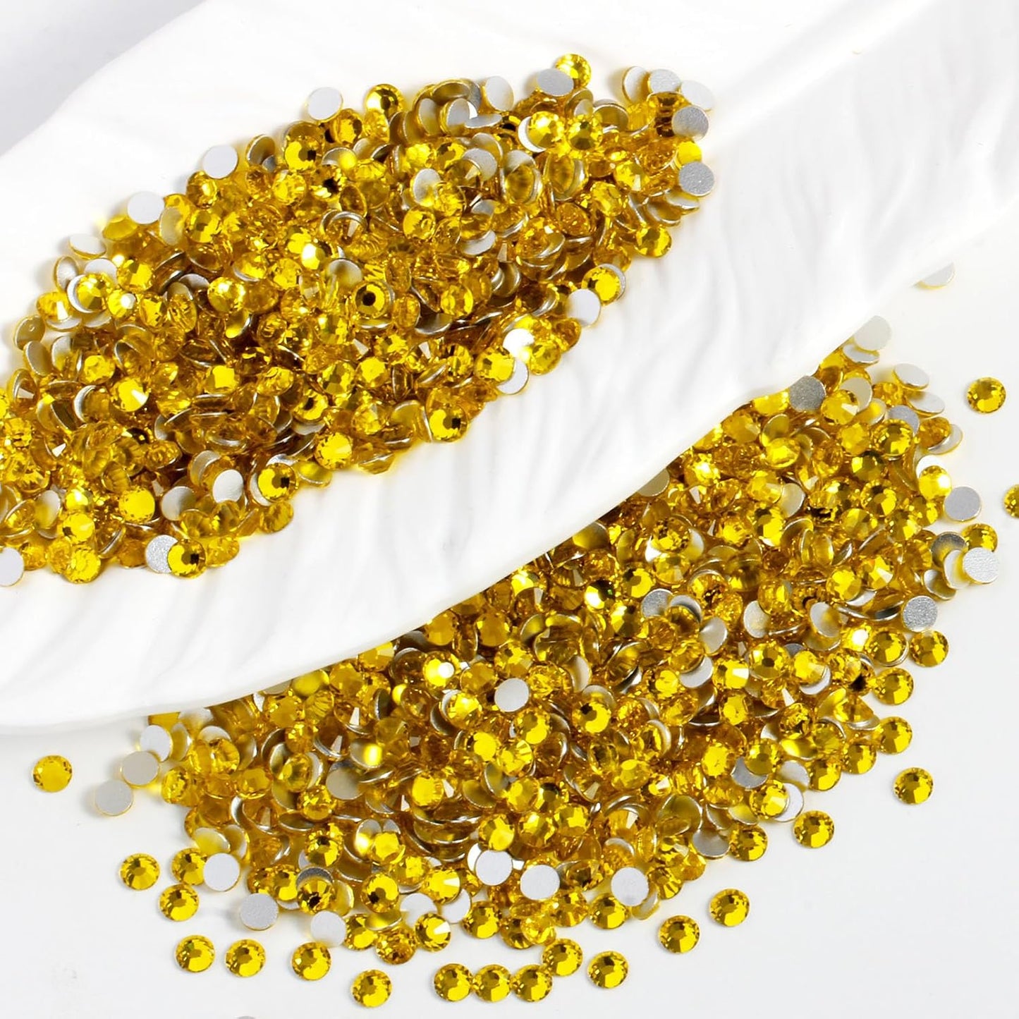 2000PCS SS16 Flatback Rhinestones | 12-Facet Diamond-Cut Glass Gems for Nail Art, Clothing, DIY Crafts |Glue-On Decoration Stones with Silver Backing(Citrine)