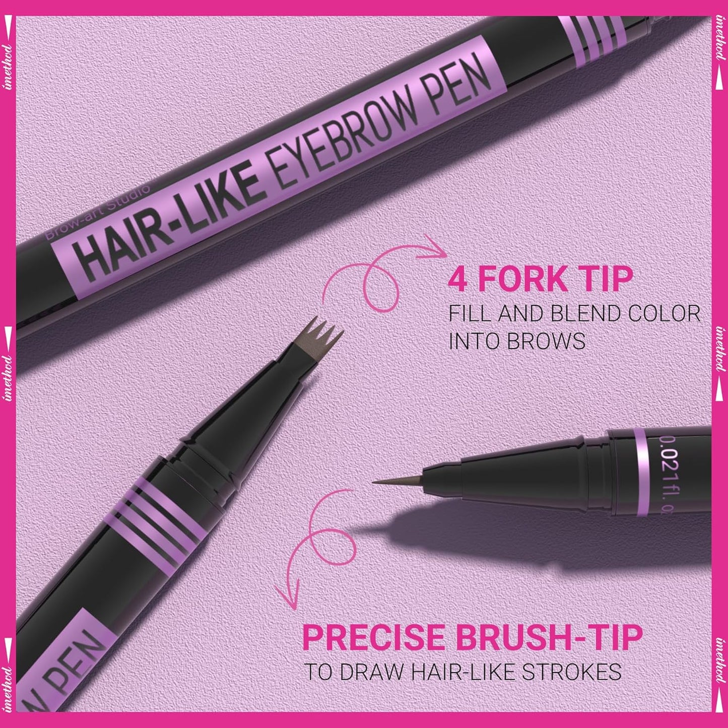 iMethod Eyebrow Pen - Eyebrow Pencil Magic 2-in-1 Eye Brow Pencils for Women with 4-Fork-Tip and Precise Brush-Tip Create Natural Hair-Like Brows, Last All Day, Microblading Eyebrow Pen, Brown
