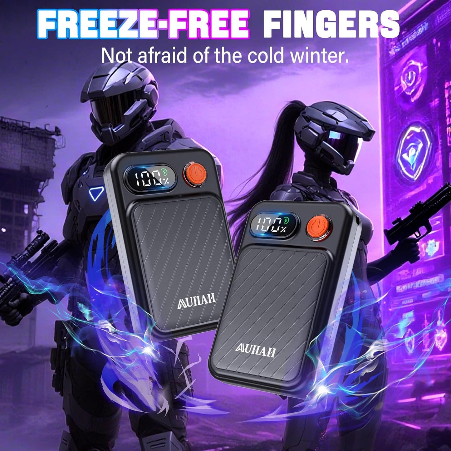 Hand Warmers Rechargeable 2 Pack - Magnetic, LED Display, 4 Heat Levels, Gift for Men Women, USB-C, Reusable, Lanyard, Electric Hand Foot Warmer, Fits Gloves, Golf, Camping, Walking, Hunting