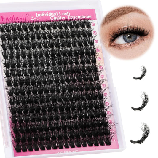 Lash Clusters 280pcs 80D 12-18mm Cluster Lashes Mixed Tray 3D Effect Volume Individual Lashes Cluster Eyelash Extensions Fluffy Soft D Curl DIY Lash Extension Kit at Home (80D-0.07-D,12-18mm)