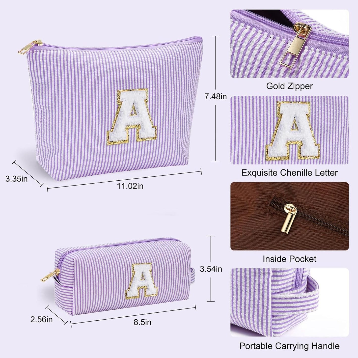 YOOLIFE Birthday Gifts for Women Mom - Makeup Bag Gifts Idea for Her Mom Teacher | Personalized Cute Initial Makeup Bag Pouch for Women Friends Female Girlfriend Wife | Cosmetic Travel Toiletry Bag I