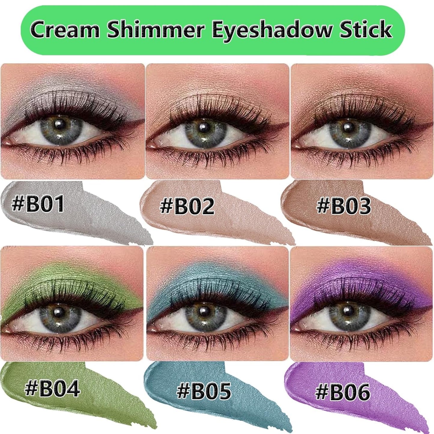 Blue Eyeshadow Stick, Blendable Creamy eyeshadow Eye Brightener Stick, Waterproof Eyeshadow Pencil Long Lasting Crayon, Smooth Shimmer Eye Shadow Highlighter Eye Liner Makeup.#B05 blue shimmer