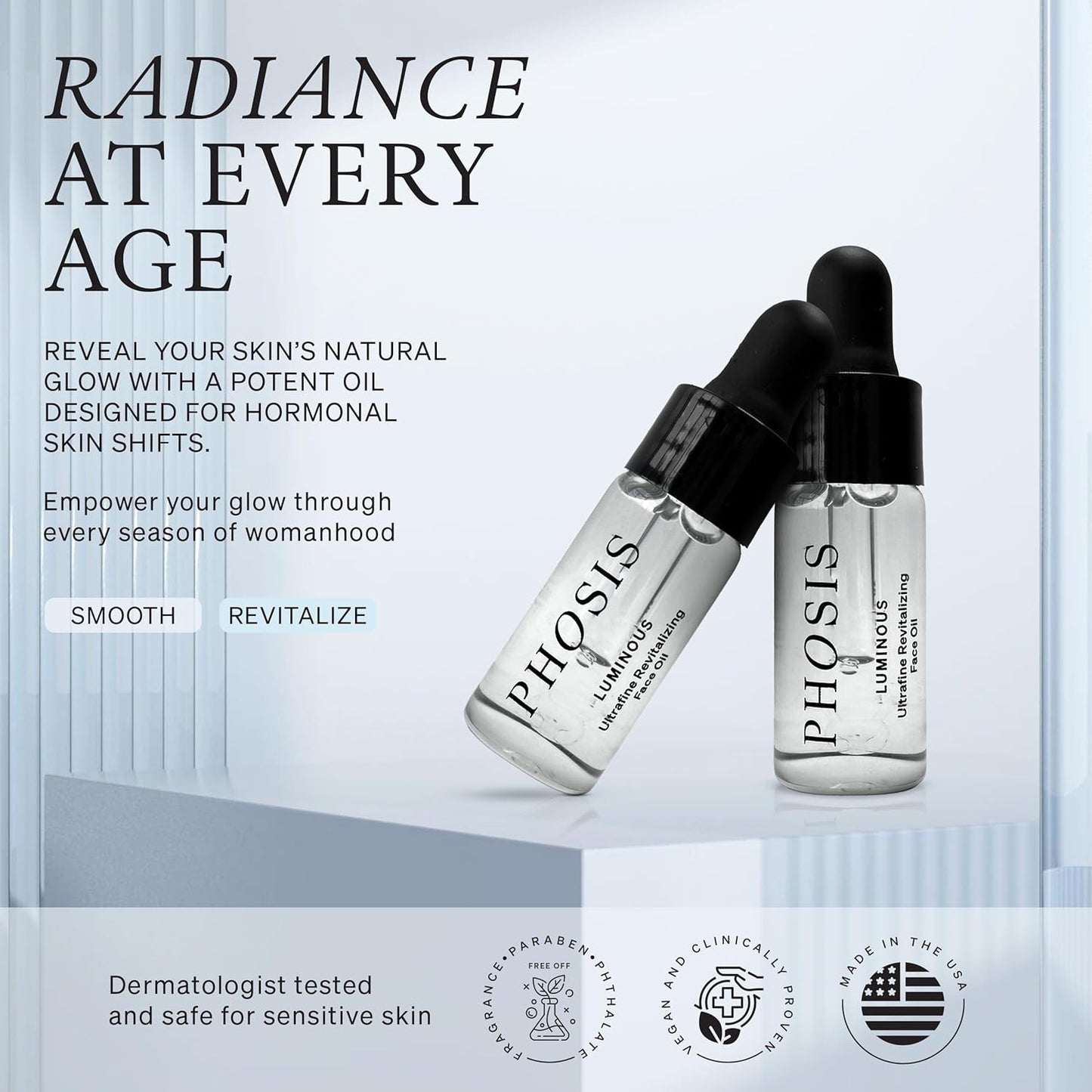 Luminous Ultrafine Revitalizing Face Oil for Women – Lightweight Facial Glow Elixir with Sea Buckthorn, Prickly Pear, Pomegranate & Meadowfoam – 3 ml (Trial Size - 3-4 uses per bottle)