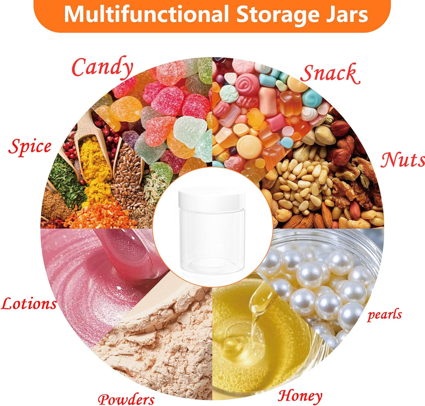 84PCS 4oz/125ml Plastic Jars with Screw On White Lids Seal Stickers Bottle Lid,Clear Container for Storing Dry Food,Spice,Lotion, Cosmetic, Slime, Honey Jam, Cream, Butter