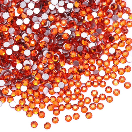 3000Pcs Orange Crystal Rhinestones,Glass Flatback Rhinestones Gemstones Mini for Nail Face Makeup Art Crafts Clothes Decoration - (SS8,2.4mm,Orange)