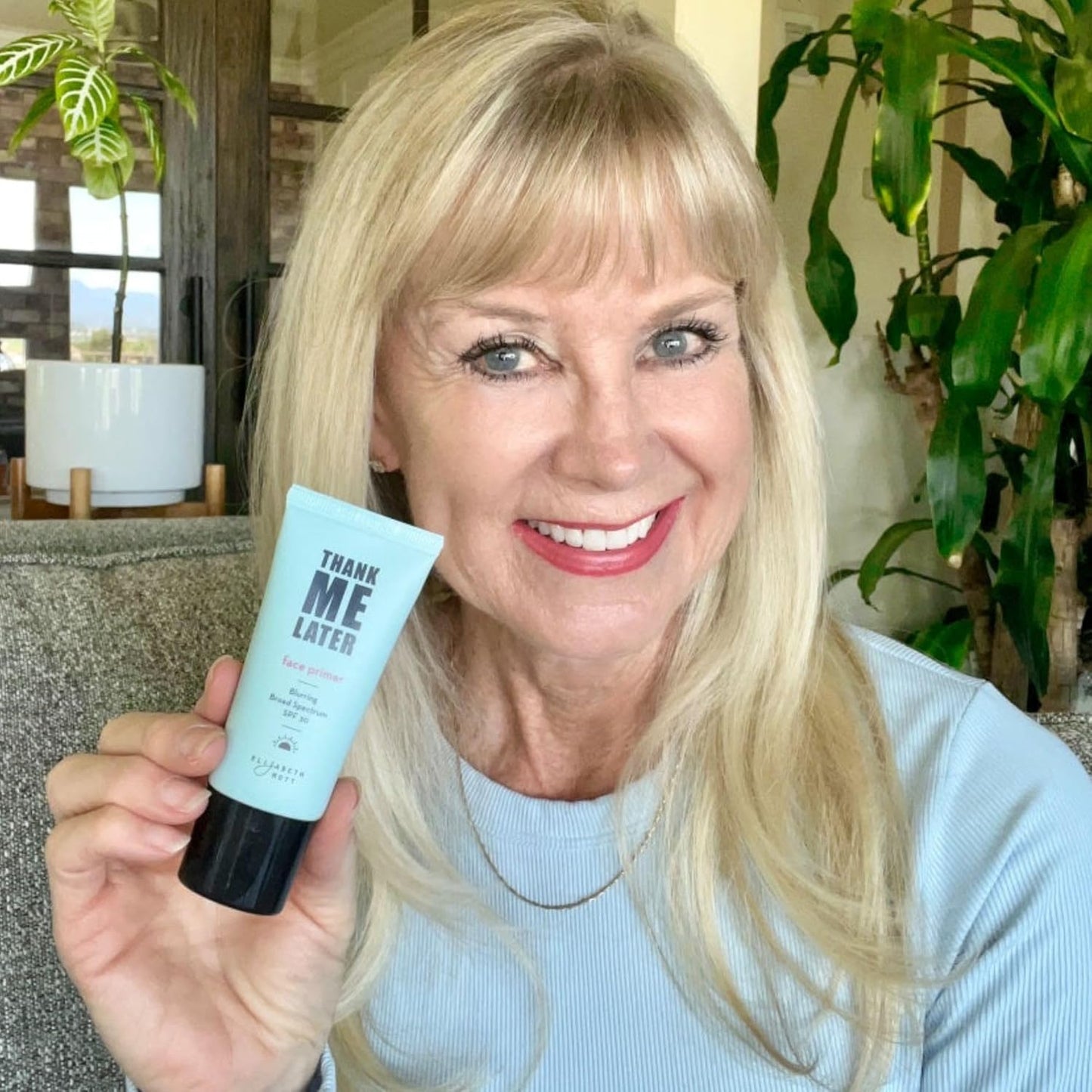 Elizabeth Mott Thank Me Later Blurring Face Primer SPF 30 – Lightweight, Hydrating Makeup Primer - Smooths Fine Lines & Wrinkles for a Soft-Focus Finish – Mineral-Based, Cruelty-Free Formula – 30g