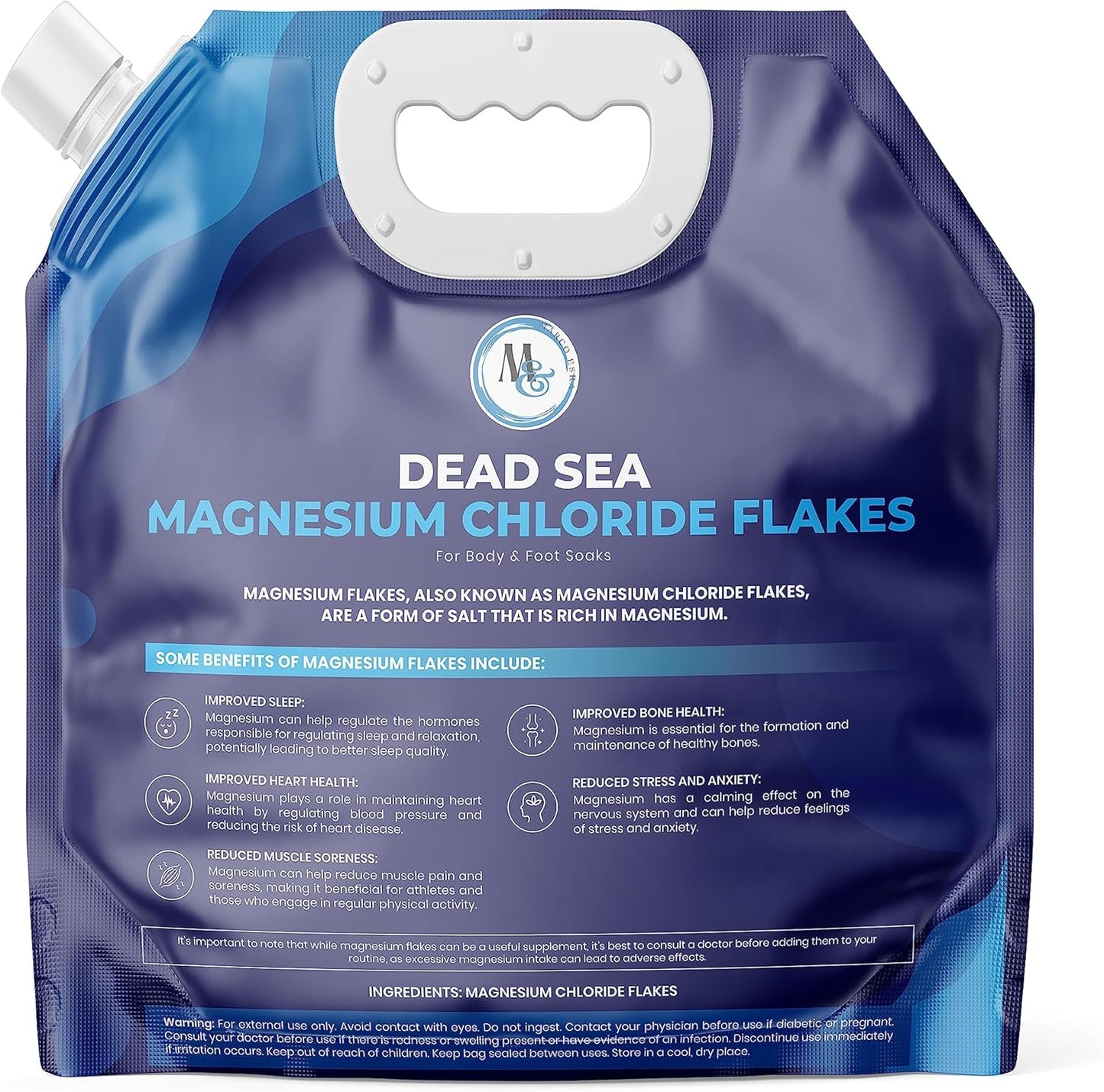 Dead Sea Magnesium Flakes Bath Salts | Premium Magnesium Supplement Bath Salts (10 Pound Big Bag)