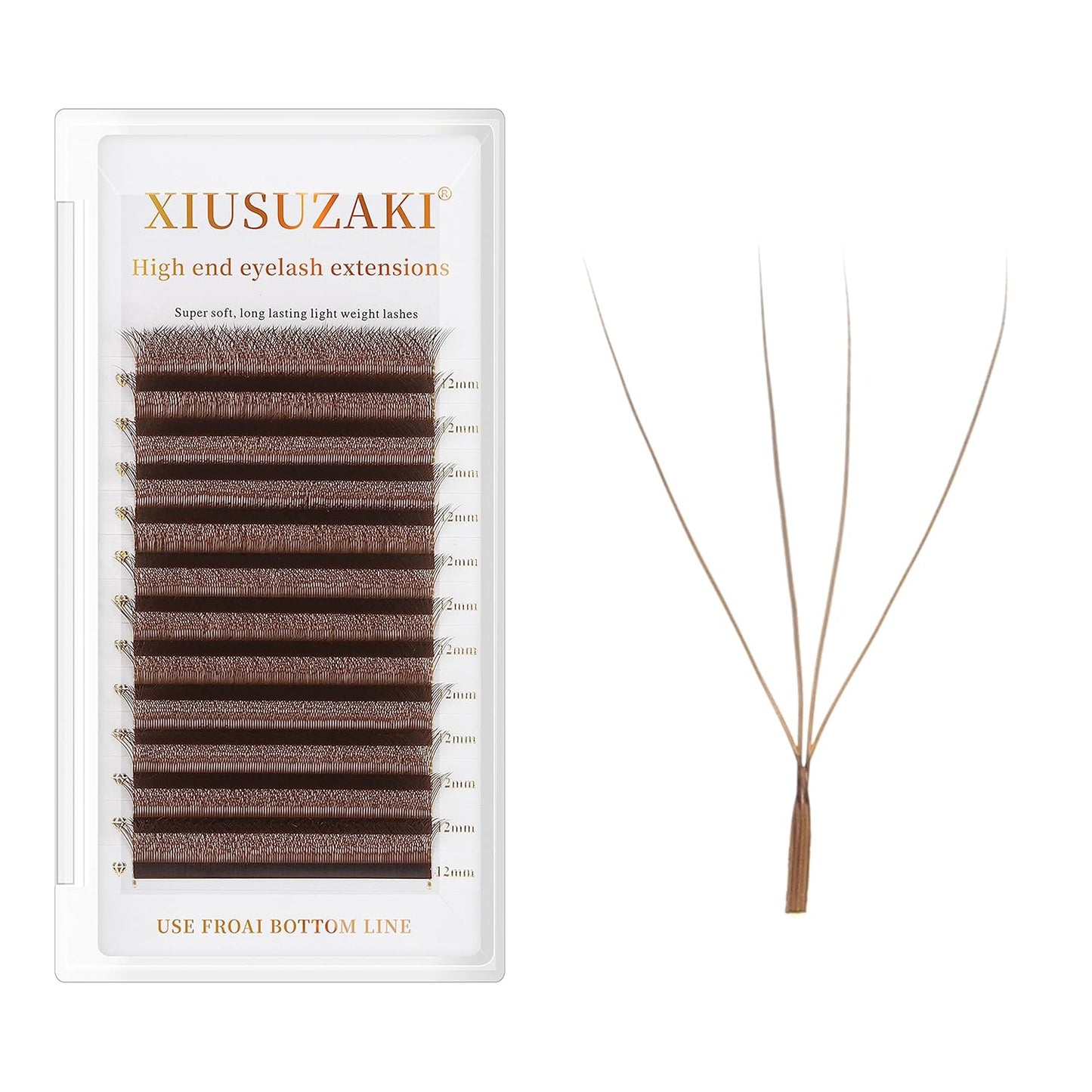 Lash Extensions Brown 4D W Eyelash Extensions W Shape 0.07mm Thickness C Curl 12mm Premade Fans Lashes Colored Lash Extension Volume Lashes Individual Lashes(W-Brown-4D-0.07-C,12mm)
