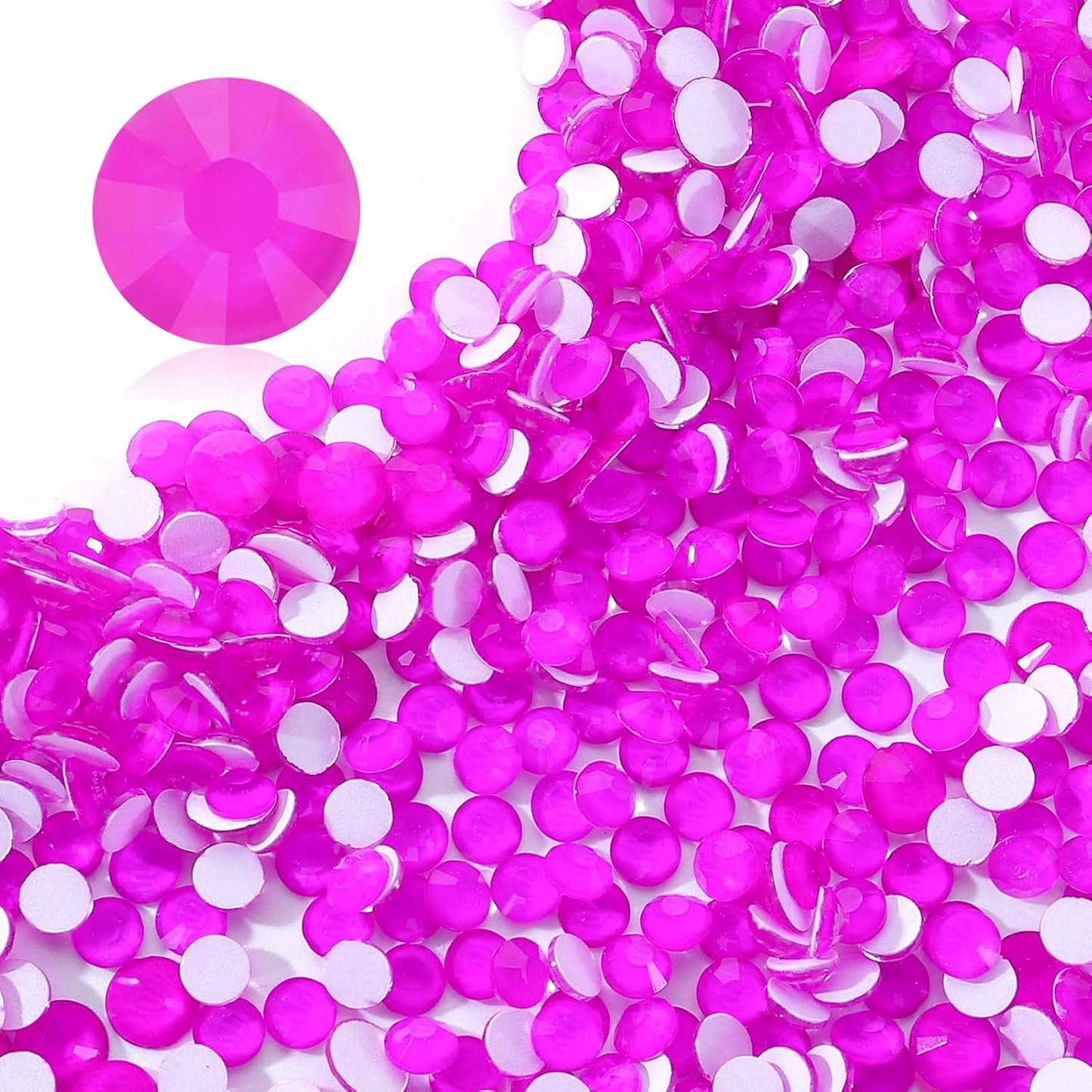 Neon Purple Flatback Rhinestones, Glass Rhinestones for Nail Art and Craft, Glue Fix, Loose Crystal Gemstones(Neon Purple, SS10, 1440pcs, 2.7-2.8mm)