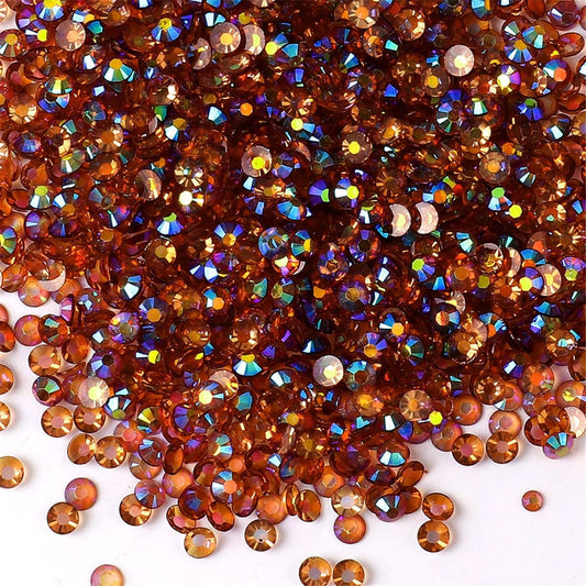 1500 Pieces SS16 4mm Flatback Rhinestones AB Clear Round Gems Crystals for Nail Art DIY Crafts Clothes Shoes Bags （Transparent Yellow Coffee AB）