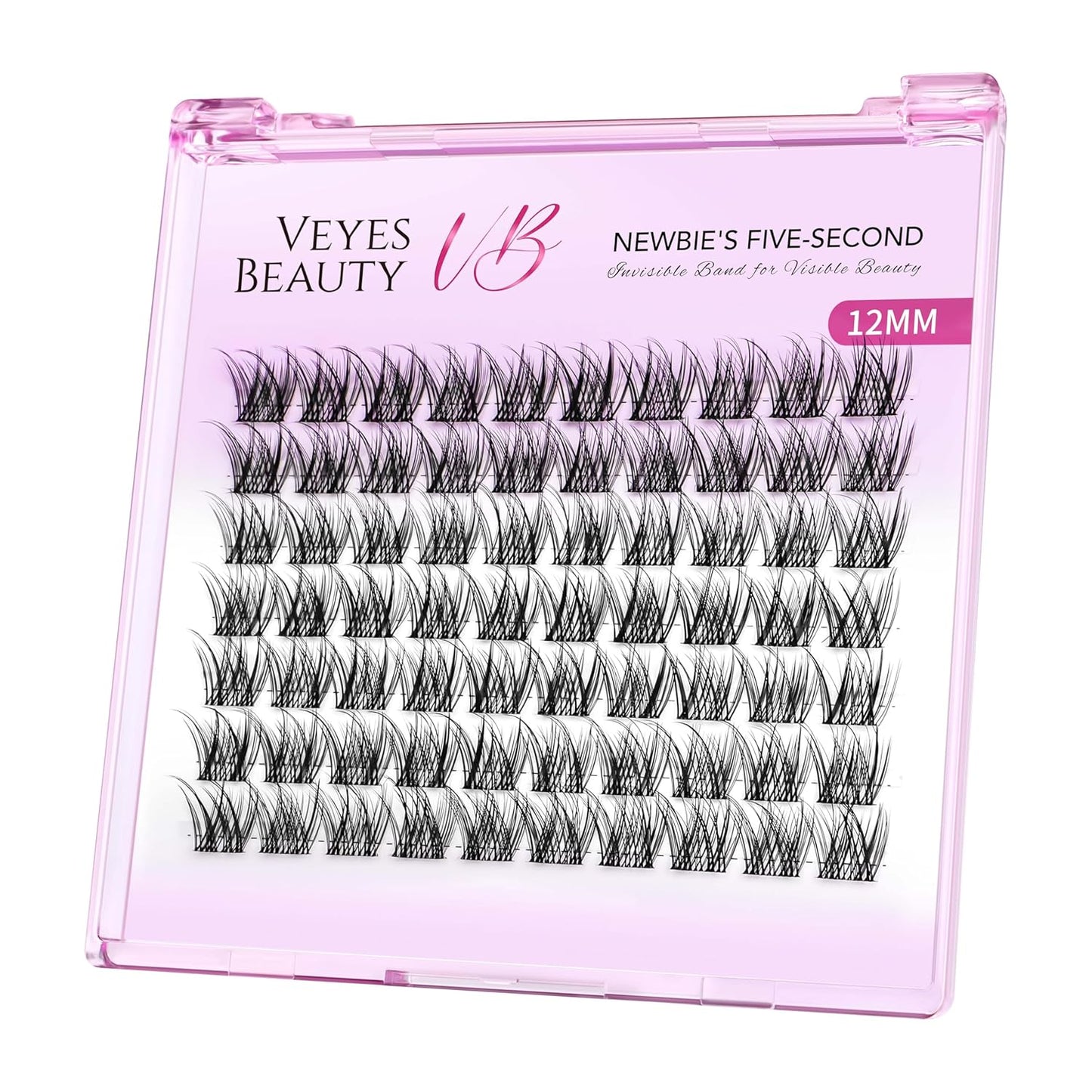 VEYESBEAUTY Lash Clusters Individual Eyelash Extensions Thin & Invisible Band DIY False Eyelashes for Self-application Newbie's Five-Second Series Wispy Lash Tray, LuxeBold 12mm Single Length