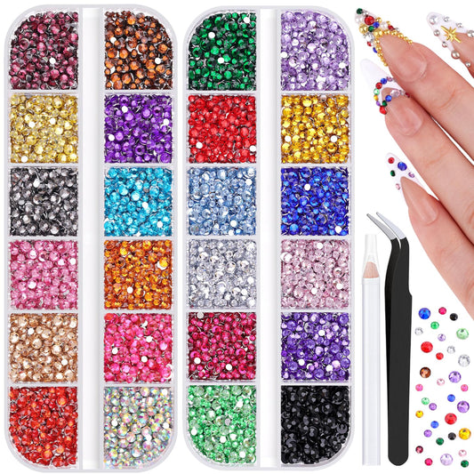 10000Pcs Small Resin Rhinestones for Nail Art, Colorful 2/3MM Flatback Bedazzling Gems, Nail Rhinestones and Gems Crystals Charms for Acrylic Tips Manicure Decor
