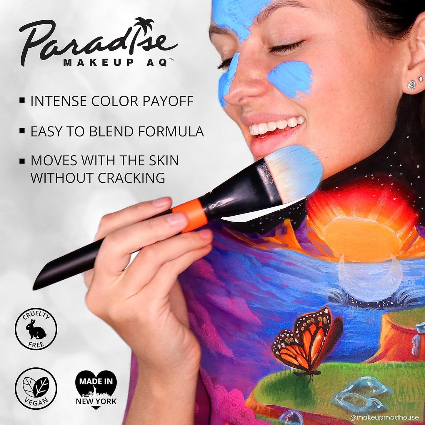 Mehron Makeup Paradise Makeup AQ 8 Color Tropical Palette | Magnetic Refillable Body Paint & Face Paint Palette | Professional Water Activated Makeup for Costumes, SFX, Halloween, & Cosplay