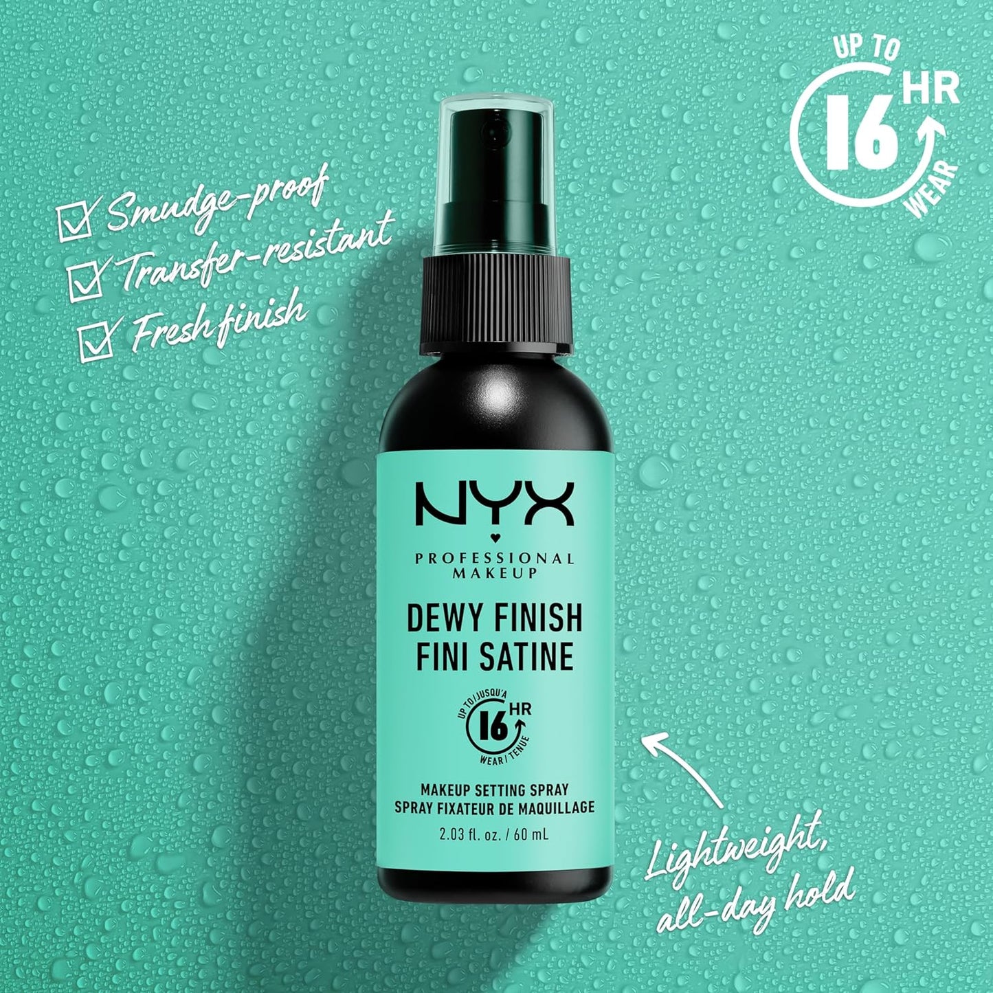 NYX PROFESSIONAL MAKEUP Makeup Setting Spray - Dewy Finish, Long-Lasting Face Mist for up to 16HR Wear, Vegan Formula, JUMBO Size