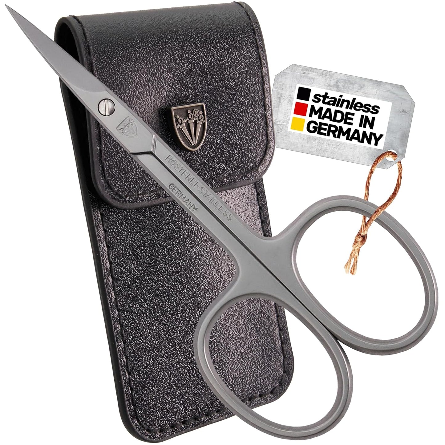 3 Swords Germany - brand quality STAINLESS STEEL INOX STRAIGHT CUTICLE SCISSORS (1 PIECE) with case for manicure pedicure - nail care by 3 Swords - Made in Germany