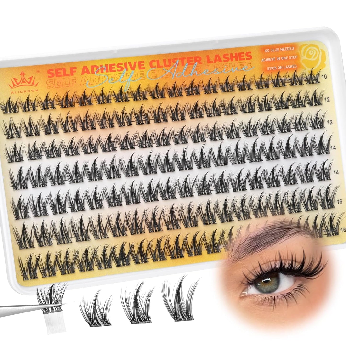 Self Adhesive Eyelashes No Glue Lash Clusters Manga Eyelash Extensions Self Adhesive Eyelash Clusters Wispy Individual Lashes Extensions Spiky Pre-glued Eyelashes 126Pcs