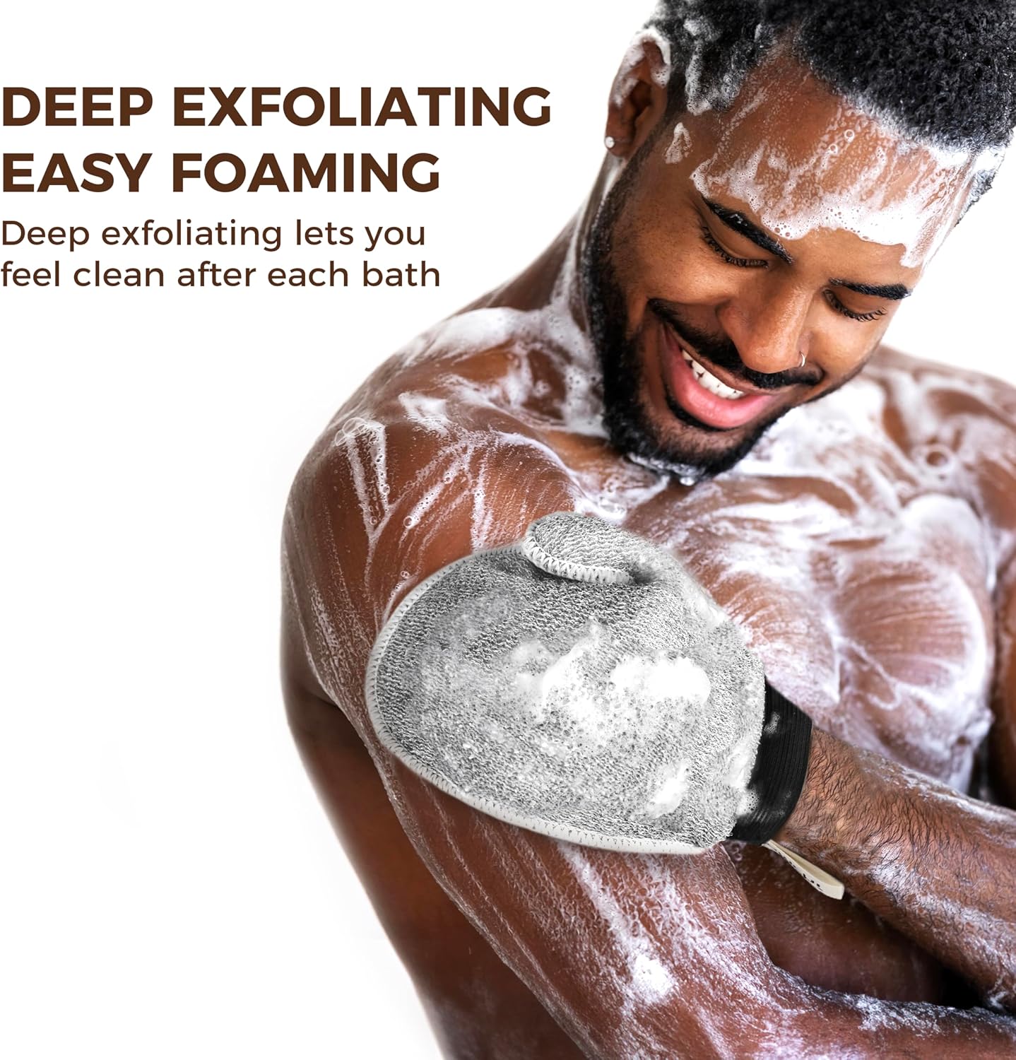 ZOMCHI 2 Pack Deep Exfoliating Glove with Dual Texture, Massage Body Scrub Gloves for Home Spa, Exfoliating Mitt for Dead Skin Removal (Deep + Gentle)