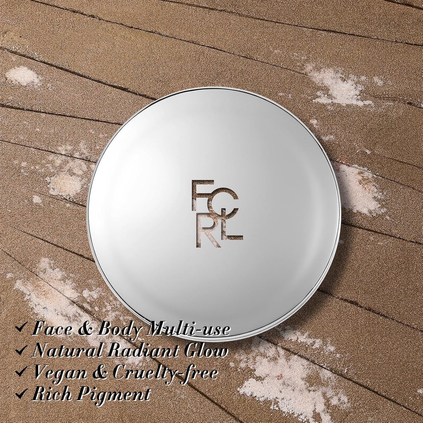 FOCALLURE Shimmer Face Highlighter Makeup Powder, Gel to Powder Glow Finish, Leaving a Lightweight & Healthy Radiance, Long Lasting Luminous Face Body Highlighter Makeup,BR01 cookie Planet