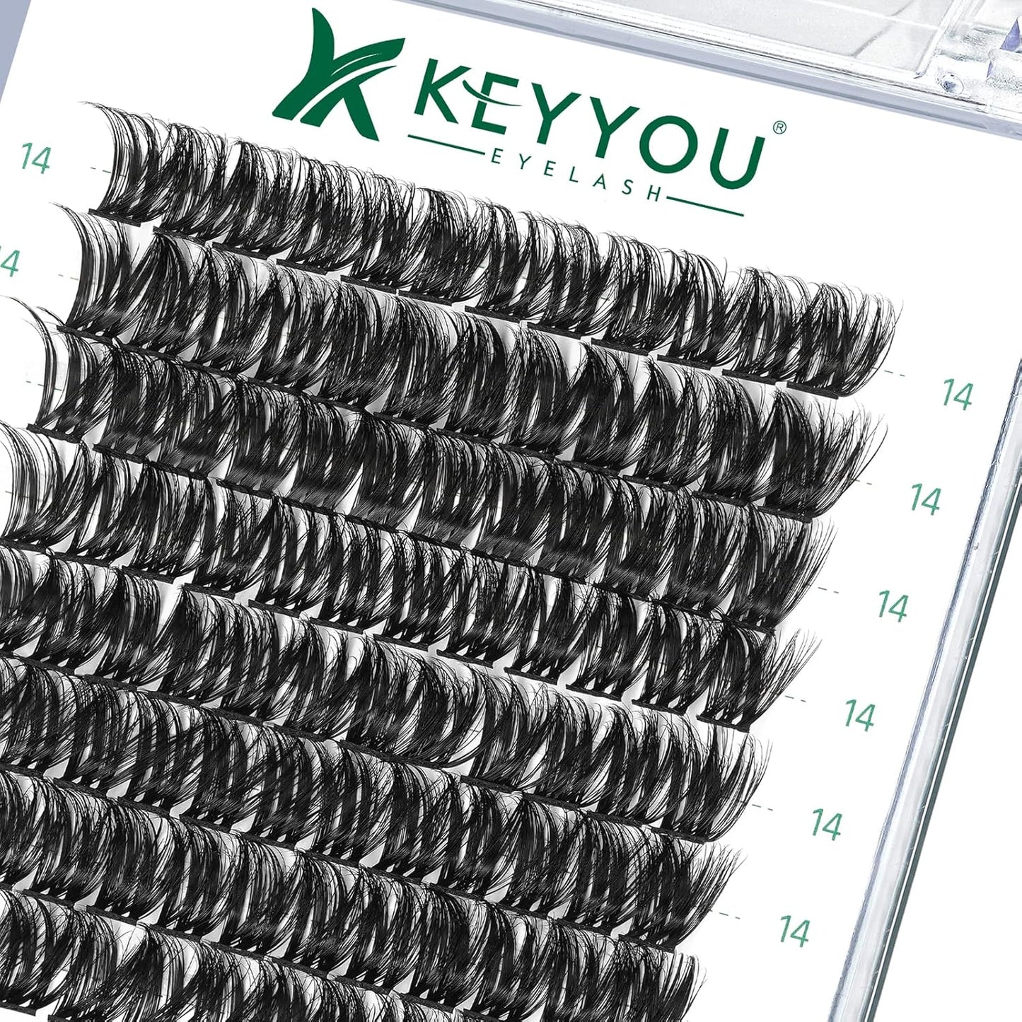 Lash Clusters,96 Pcs Cluster Lashes Y07 D Curl 14mm DIY Lash Extensions Eyelash Clusters,KEYYOU Volume Wispy Individual Lashes Soft&Comfortable Easy DIY at Home(Y07,D-14mm)