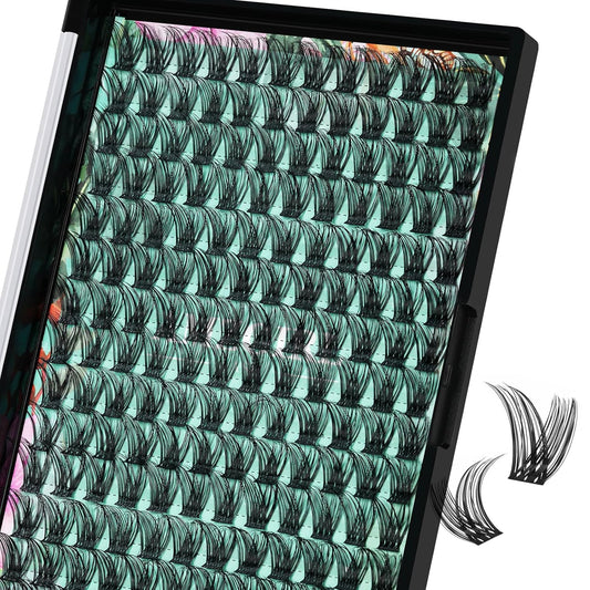 Lash Clusters Wet Look 168Pcs Eyelash Cluster Ultra-Thin Lash Band Eyelashes Extensions Spiky Anime Wide Span Lashes(Hollyhock,D-18mm)