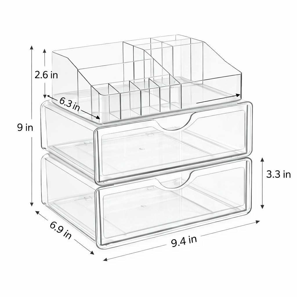 Clear Acrylic 3-Tier Makeup Organizer with Drawer