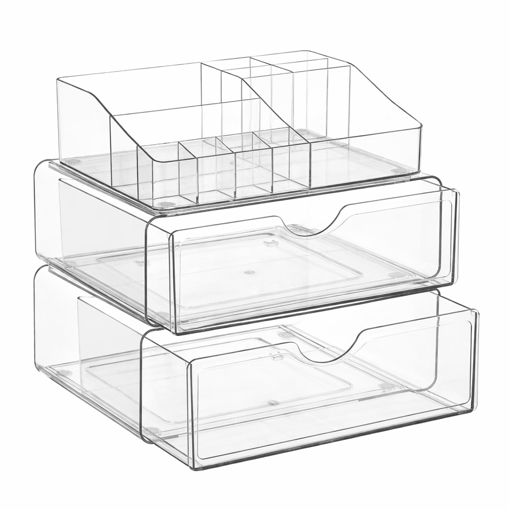 Clear Acrylic 3-Tier Makeup Organizer with Drawer